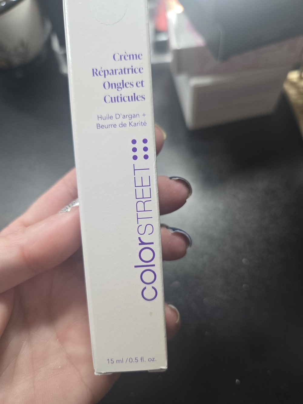 Color Street Nail & Cuticle Repair Cream — White with Purple Accent